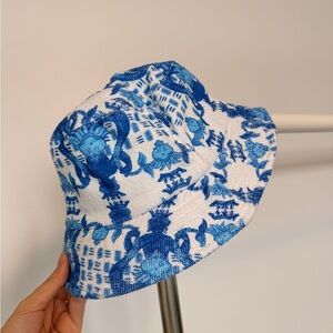 Blue and White Patterned Bucket Hat